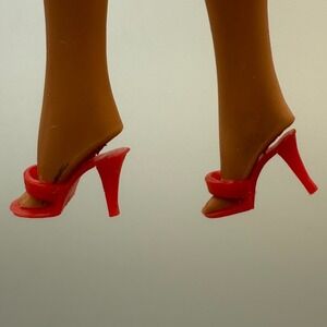 Vintage Barbie Clone‎ Red Opened Toe Heels – Hong Kong Marked – 1960s Style